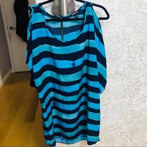 Stripes off the shoulder dress